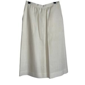 Vintage 1970s Union Made Evan Picone Ivory Women's 8 Pocketed Wrap Midi Skirt